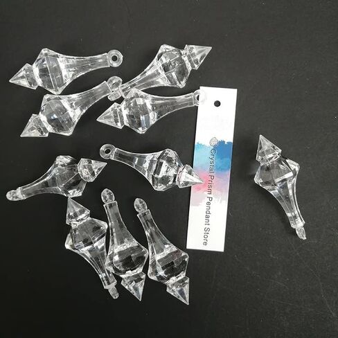 Hanging Crystals Prisms 60pcs 48MM Acrylic Crystal Pointed Cone Pendant Chandelier Curtain Party Lamp Lighting Hangings Crystals for Decoration in Kuwait