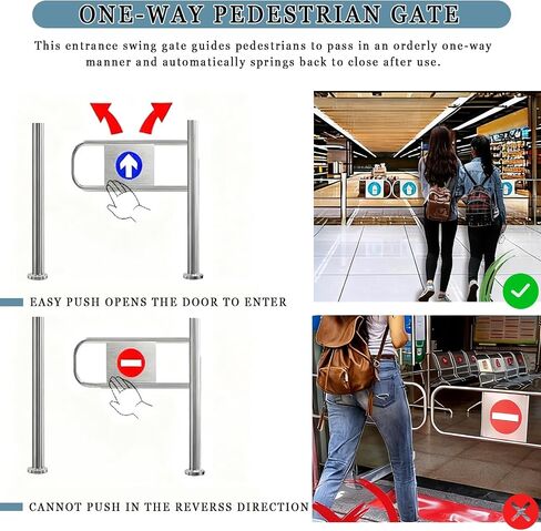 Automatic Rebound Swing Gate, Pedestrian BER, Universal Safe Gate for Markets, One-Way Stainless Steel Door, Manual 90° Open with Hand Push for Libes and Par,Color-80cm/31.5in in Kuwait