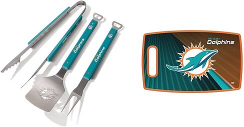 مجموعة الشواء YouTheFan NFL Miami Dolphins Spirit Series 3 قطع، من الفولاذ المقاوم للصدأ، 22 بوصة × 9 بوصة ولوحة تقطيع كبيرة من Sports Vault NFL Miami Dolphins، 14.5 بوصة × 9 بوصة in Kuwait