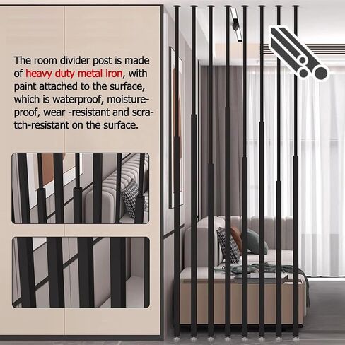 Wall Dividers Room Decoration Privacy Screens Metal Iron Round with Bases & Tops Adjustable Width Washroom/Balcony/Stairwell/Entrance Privacy Screen,Gold-16OCM/63IN/5.24FT in Kuwait