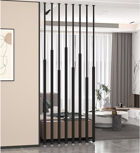 Wall Dividers Room Decoration Privacy Screens Metal Iron Round with Bases & Tops Adjustable Width Washroom/Balcony/Stairwell/Entrance Privacy Screen,Gold-16OCM/63IN/5.24FT in Kuwait