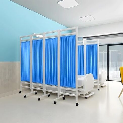 Portable Privacy Screen Room Divider - 6ft Medical Folding Partition on Wheels for Clinics & Hospitals - Removable Brown Vertical Divider for Patient Privacy & Comfort in Kuwait