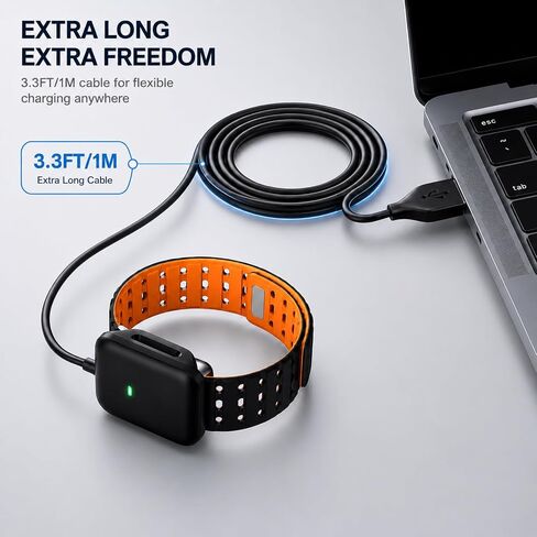 شاحن متوافق مع شاحن Whoop 5.0 One، Peak، Life/Whoop MG الأساسي، كابل شحن محمول USB-A بطول 3.3 قدم/1 متر لـ Whoop 5.0/MG، غير متوافق مع WHOOP4.0 in Kuwait
