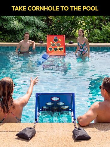 A11N SPORTS Floating Pool Cornhole Set, Heavy-Duty PVC Water Cornhole Game for Adults & Kids, Includes Unsinkable Bean Bags & Target, Summer Swimming Pool Toys & Backyard Lawn Games for Parties in Saudi Arabia