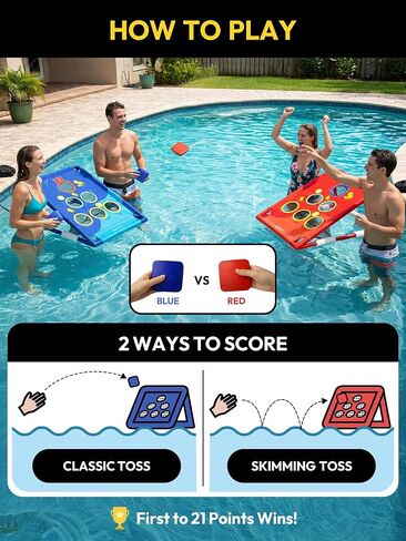 A11N SPORTS Floating Pool Cornhole Set, Heavy-Duty PVC Water Cornhole Game for Adults & Kids, Includes Unsinkable Bean Bags & Target, Summer Swimming Pool Toys & Backyard Lawn Games for Parties in Saudi Arabia
