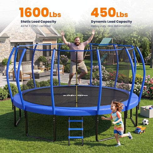 Zupapa سعة 1600 رطل تصميم بدون فجوة 16 15 14FT ترامبولين مع شبكة حاوية أمان وسلم غير قابل للانزلاق ضمان الجودة لمدة 10 سنوات مثالي للمتعة في الفناء الخلفي في الهواء الطلق in Kuwait