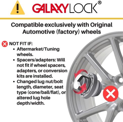 مجموعة أقفال العجلات Farad GalaxyLock AG6AF/MX باللون الأسود مناسبة لسيارة Toyota Tundra 2022، 2023، 2024، 2025، 2026 (حجم الخيط M14 X 1.5) - مجموعة من 4 صواميل العروة + 1 مفتاح in Kuwait