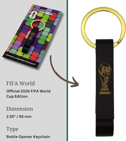 Official FIFA World Cup 2026 Edition - 2.5 Inch Black Bottle Opener Keychain - Collector’s Edition Item- Premium Weighted Aluminium Alloy- Perfect for Backpacks, Gym Bags, Keys in Saudi Arabia