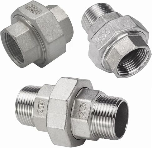 1 "NPT أنثى ذكر المقبس الاتحاد المقرنة 304 316 ماسورة من الفولاذ المقاوم للصدأ تركيب موصل (BSPT SS304 F-F، PTFE SEAL_1") in Kuwait