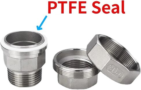 1 "NPT أنثى ذكر المقبس الاتحاد المقرنة 304 316 ماسورة من الفولاذ المقاوم للصدأ تركيب موصل (BSPT SS304 F-F، PTFE SEAL_1") in Kuwait