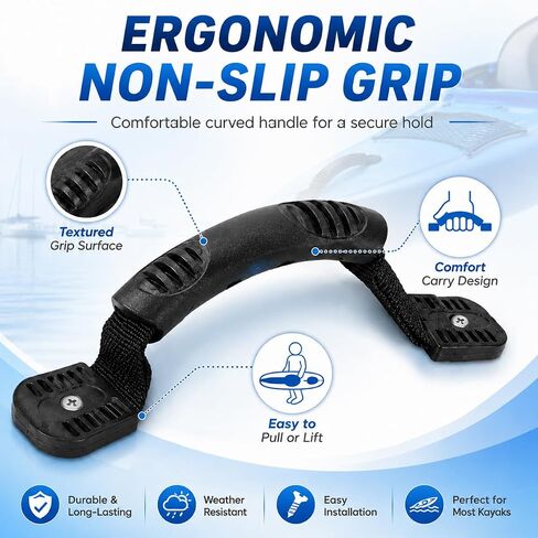 4 Pack Kayak Carry Handles for Wilderness Systems Pungo 120 2019-2026, Ergonomic Non-Slip Grip Pull Handle with Heavy Duty Webbing & Mount Base Easy Install in Saudi Arabia