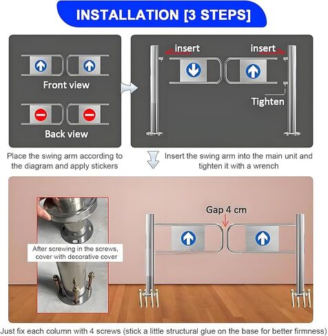 Automatic Metal One-Way Door, Swing Gate for Industrial and Commercial Use, Manual Safe Gate for Warehouses and Stores,Left-80x100cm in Kuwait