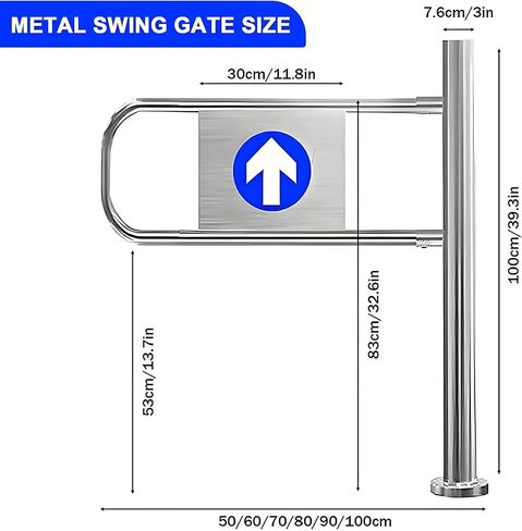 Automatic Metal One-Way Door, Swing Gate for Industrial and Commercial Use, Manual Safe Gate for Warehouses and Stores,Left-80x100cm in Kuwait