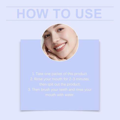 Purple Mouthwash Whitening Sachets 20 Pack – Color Correcting Formula, Alcohol & Peroxide Free, Fresh Mint, Travel Portable Oral Care (1 Boxes) in Kuwait