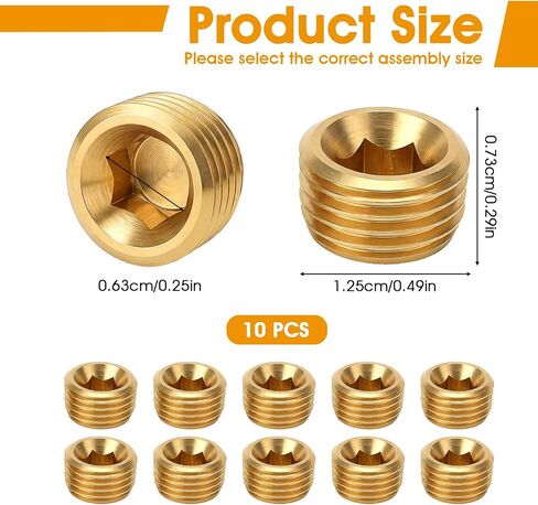 1/4 NPT ذكر قابس الأنابيب النحاسية 10 قطعة، قابس سداسي غارق مع خيط مقبس سداسي داخلي، لإغلاق نهاية الأنابيب والتجهيزات in Kuwait