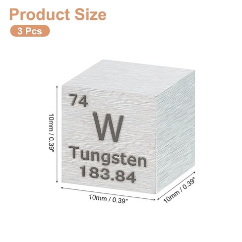 uxcell 3 Pcs Tungsten Cube, 0.39 Inch High Density Metal Element Cube Metal Density Cube for Chemical Elements Collection Science Education Experiment Application, Silver in Kuwait
