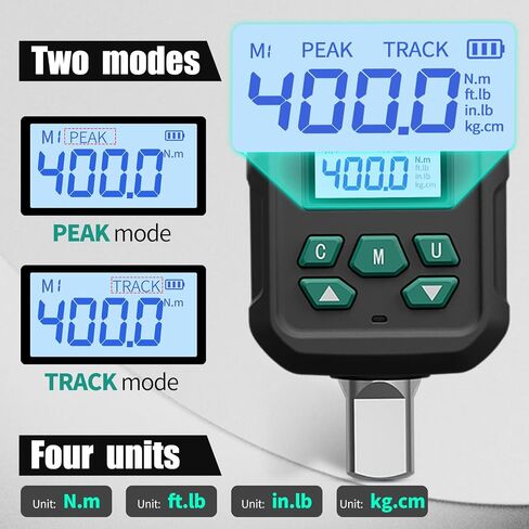 1/2" Digital Torque Adapter Set with Socket Adapters (1/4", 3/8") - 2% Accuracy, 8.8-295 ft-lb, Buzzer & LED Alerts, Working with Ratchet Wrench, Breaker Bar - for Automotive, Motorcycle & Car in Kuwait