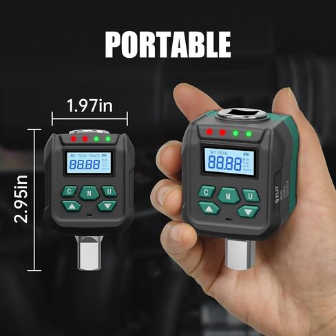 1/2" Digital Torque Adapter Set with Socket Adapters (1/4", 3/8") - 2% Accuracy, 8.8-295 ft-lb, Buzzer & LED Alerts, Working with Ratchet Wrench, Breaker Bar - for Automotive, Motorcycle & Car in Kuwait