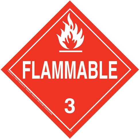 Class 3 Flammable Liquid Placard, Worded 10-pk. 10.75" x 10.75" Polycoated Tagboard for Temporary Applications, DOT Hazmat Compliant, J. J. Keller & Associates, Inc. in Kuwait