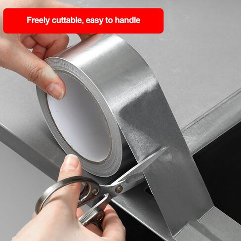 Aluminum Foil Duct Tape Heavy Duty Waterproof, Silver Insulation Adhesive Metal Tape, High Temperature Heat Resistant for Ductwork, Ducting, Sealing, Patching, Furnace, 1.1 Inch x 65 Feet (2.3 mil) in Kuwait