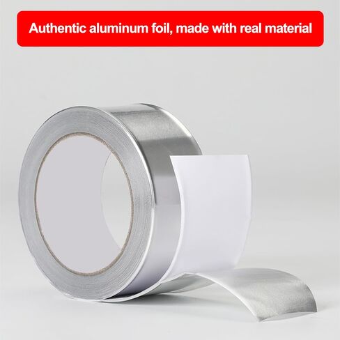 Aluminum Foil Duct Tape Heavy Duty Waterproof, Silver Insulation Adhesive Metal Tape, High Temperature Heat Resistant for Ductwork, Ducting, Sealing, Patching, Furnace, 1.1 Inch x 65 Feet (2.3 mil) in Kuwait