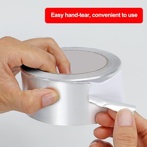Aluminum Foil Duct Tape Heavy Duty Waterproof, Silver Insulation Adhesive Metal Tape, High Temperature Heat Resistant for Ductwork, Ducting, Sealing, Patching, Furnace, 1.1 Inch x 65 Feet (2.3 mil) in Kuwait