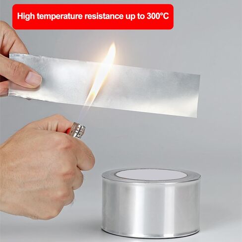 Aluminum Foil Duct Tape Heavy Duty Waterproof, Silver Insulation Adhesive Metal Tape, High Temperature Heat Resistant for Ductwork, Ducting, Sealing, Patching, Furnace, 1.1 Inch x 65 Feet (2.3 mil) in Kuwait