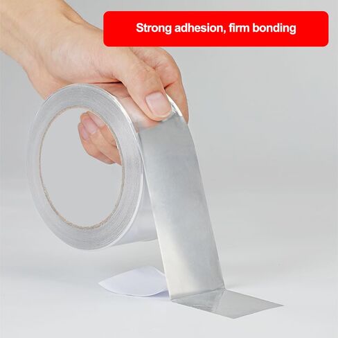Aluminum Foil Duct Tape Heavy Duty Waterproof, Silver Insulation Adhesive Metal Tape, High Temperature Heat Resistant for Ductwork, Ducting, Sealing, Patching, Furnace, 1.1 Inch x 65 Feet (2.3 mil) in Kuwait