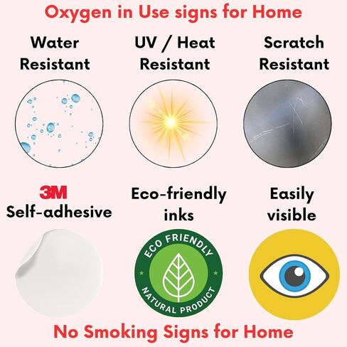 3M Oxygen in Use Safety Sign, No Smoking No Open Flames Warning, White, Self-Adhesive, 4x6 Inches, Water, UV and Heat Resistant, Pack of 2 Signages in Kuwait