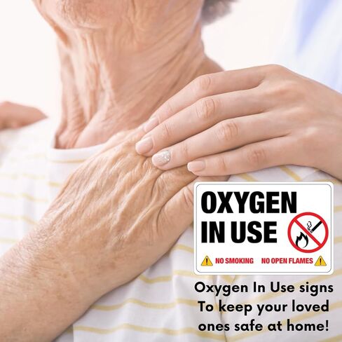 3M Oxygen in Use Safety Sign, No Smoking No Open Flames Warning, White, Self-Adhesive, 4x6 Inches, Water, UV and Heat Resistant, Pack of 2 Signages in Kuwait