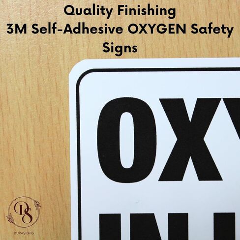 3M Oxygen in Use Safety Sign, No Smoking No Open Flames Warning, White, Self-Adhesive, 4x6 Inches, Water, UV and Heat Resistant, Pack of 2 Signages in Kuwait