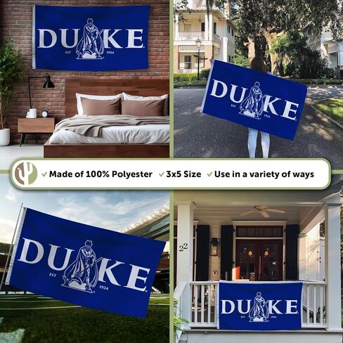 Desert Cactus Duke University Flag - 3 x 5 Feet DU Duke Blue Devils Banner, Indoor/Outdoor Durable Fabric, 100% Polyester Design(G3) in Kuwait