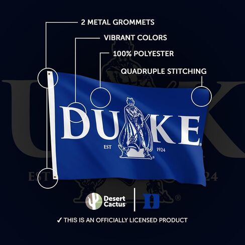 Desert Cactus Duke University Flag - 3 x 5 Feet DU Duke Blue Devils Banner, Indoor/Outdoor Durable Fabric, 100% Polyester Design(G3) in Kuwait