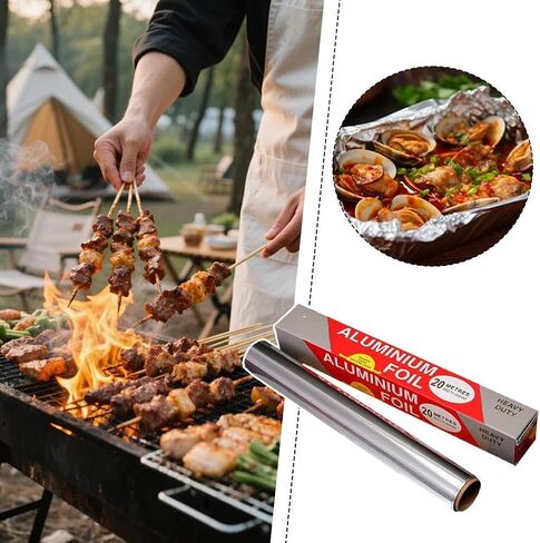1 Roll Heavy Duty Aluminum Foil 12 Inch x 65 Ft For Grilling Baking Roasting Food in Kuwait