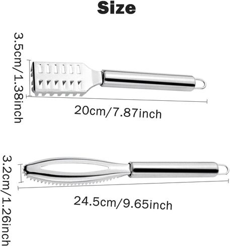 2 Pcs Fish Scale Remover, Stainless Steel Sawtooth Scraper Remover with Handle Kitchen Tool Fast Cleaning Skin for Restaurants Seafood Markets and Fish Sales(Silver) in Kuwait