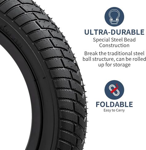إطارات دراجة YUNSCM قطعتين مقاس 14 بوصة مقاس 14x1.95/53-254 متوافقة مع إطارات دراجة الأطفال على الطرق مقاس 14x1.95 (Y-912) in Kuwait