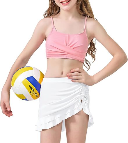 Zando Girls 2 Piece Swimsuit with Skirt, Bathing Suit for Tweens Ages 8-15, Ruffle Bikini Set, Adjustable Straps & Pads in Kuwait