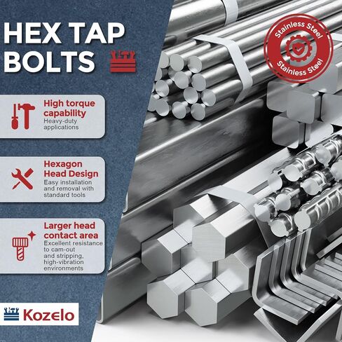 1 Pcs Hex Head Screws Bolts - [1/2"-13x5] 316 Stainless Steel Grade A4-70 Fully Threaded Hex Tap Hexagon Head Machine Bolts Right Hand External Hex Drive, Silver Tone in Kuwait