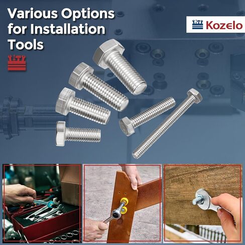 1 Pcs Hex Head Screws Bolts - [1/2"-13x5] 316 Stainless Steel Grade A4-70 Fully Threaded Hex Tap Hexagon Head Machine Bolts Right Hand External Hex Drive, Silver Tone in Kuwait
