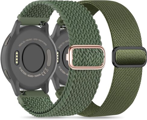 Laband 22mm Braided Stretchy Nylon Watch Band Compatible With Garmin Vivoactive 4/Venu 2/Venu 3/venu 4 45mm/Forerunner 570 47mm/265/255 Music,Quick Release Loop Elastic Soft Strap Replacement Women in Kuwait