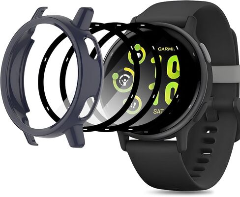 1+3 عبوات متوافقة مع حافظة واقي الشاشة Garmin Vivoactive 5، ملحقات واقية من الصدمات من البولي كربونات الصلب مع فيلم in Kuwait