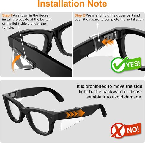 نظارات أمان HiBloks دروع جانبية لنظارات Ray-Ban Meta Wayfarer/Skyler/Headliner & Oakley Meta HSTN ملحقات النظارات الذكية، متينة ومضادة للانزلاق، مريحة وخفيفة الوزن للارتداء الآمن (شفاف) in Kuwait