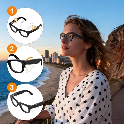 نظارات أمان HiBloks دروع جانبية لنظارات Ray-Ban Meta Wayfarer/Skyler/Headliner & Oakley Meta HSTN ملحقات النظارات الذكية، متينة ومضادة للانزلاق، مريحة وخفيفة الوزن للارتداء الآمن (شفاف) in Kuwait