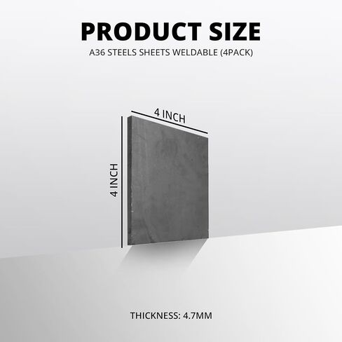 3/16''Hot Rolled Steel Sheet Plate Laser Cut Metal Plate 4'' x 4'' A36 Steels Sheets Weldable for Weld Cutting Structure Support Industrial Home Use Machining Rolling (4Pack) in Kuwait