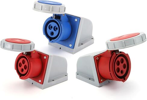 1 Pcs Blue 16A 32A IP67 Industrial Plug and Socket Three Hole Four Hole Five Hole Straight Seat Concealed Industrial Socket(LX 1132-3 core16A) in Kuwait