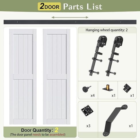 Finosen Bifold Barn Door 48 x 84 in (Double 24 بوصة)، أبواب خزانة منزلقة ثنائية الطي مع مجموعة مسارات الأجهزة متضمنة، سكة 4.3 قدم لبابين، لوحة خشب MDF، سطح PVC، توفير المساحة، تجميع DIY، أبيض in Kuwait