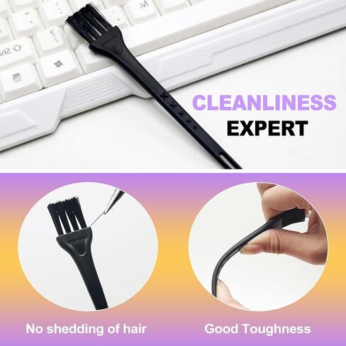 2 في 1 لوحة المفاتيح الميكانيكية Keycap Puller Switch Puller Tool Kit الفولاذ المقاوم للصدأ مفتاح مزيل مع فرش تنظيف مزدوجة لصيانة لوحة المفاتيح in Kuwait