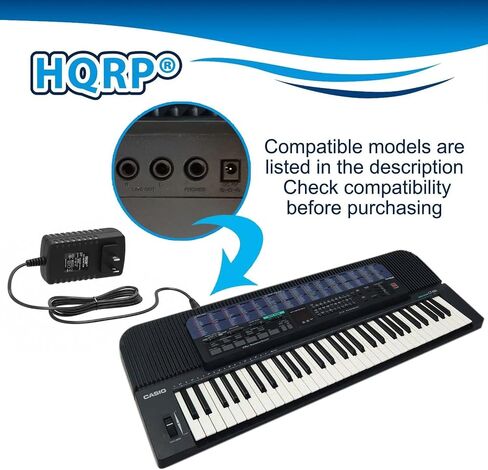 محول التيار المتردد/مصدر الطاقة HQRP لاستبدال لوحات المفاتيح Casio CA-100 / CA100 / CA-110 / CA110 [مدرج في قائمة UL] بالإضافة إلى محول التوصيل الأوروبي HQRP in Kuwait