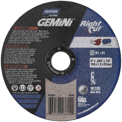 Norton 6 "X .040" X 7/8" الجوزاء الأيمن قطع الخشنة نوع أكسيد الألومنيوم 01/41 الزاوية اليمنى قطع عجلة 25/EA in Kuwait