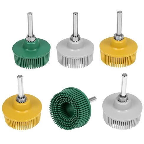 QWORK 2 Inch Bristle Disc Set 6 Pack – 1/4" Shank Abrasive Coating Removal Tool 50/80/120 Grit for Metal Deburring, Blending & Polishing – Surface Prep Grinding Wheels for Drill, Die Grinder in Kuwait